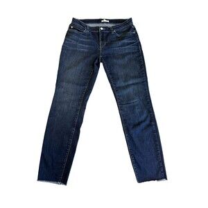 Eileen Fisher Organic Cotton Stretch Straight Ankle Jeans Size 6 Medium Wash Raw